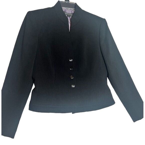 Kasper Blazer Womens Petite Size 2P Black Jacket Office Casual Work Minimalist - Picture 1 of 7